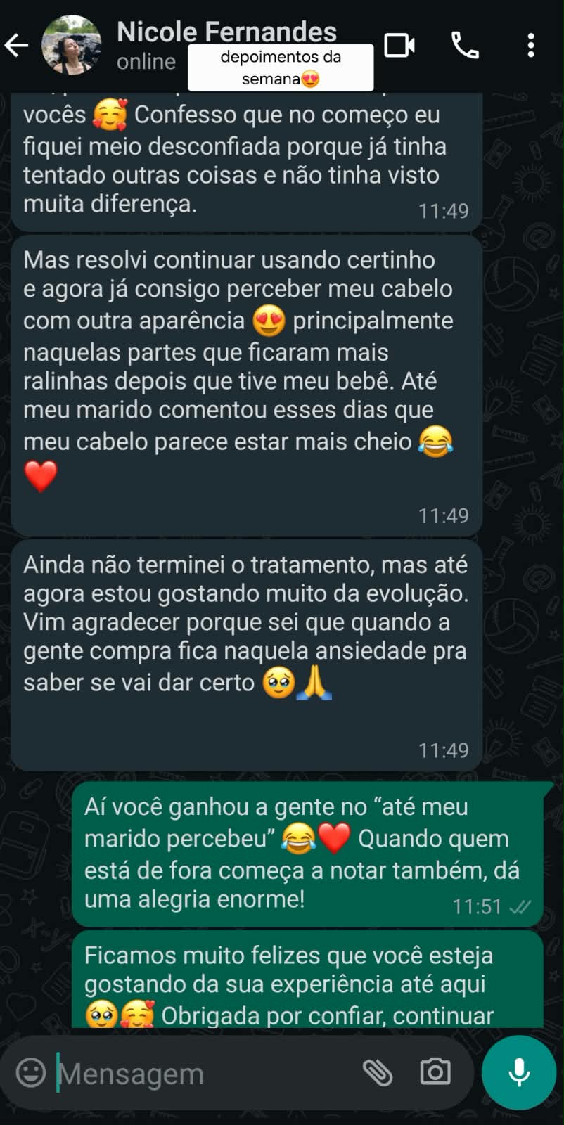 Depoimento de Aline Ferreira